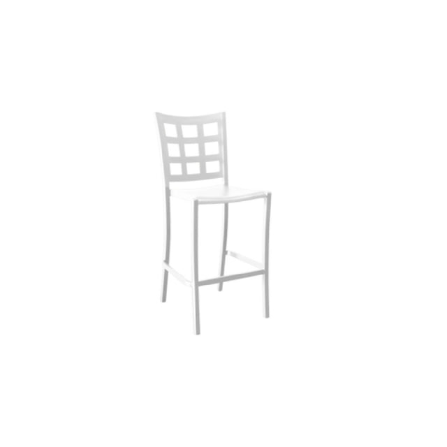 Grosfillex UT046096 - Plazza Stacking Barstool, Window Back Design, Aluminum Seat And Frame