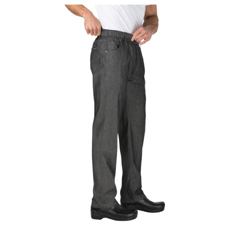 Chef Works PEE01BLKXS Gramercy Pants Elastic Waistband With Drawstring Zipper Fly