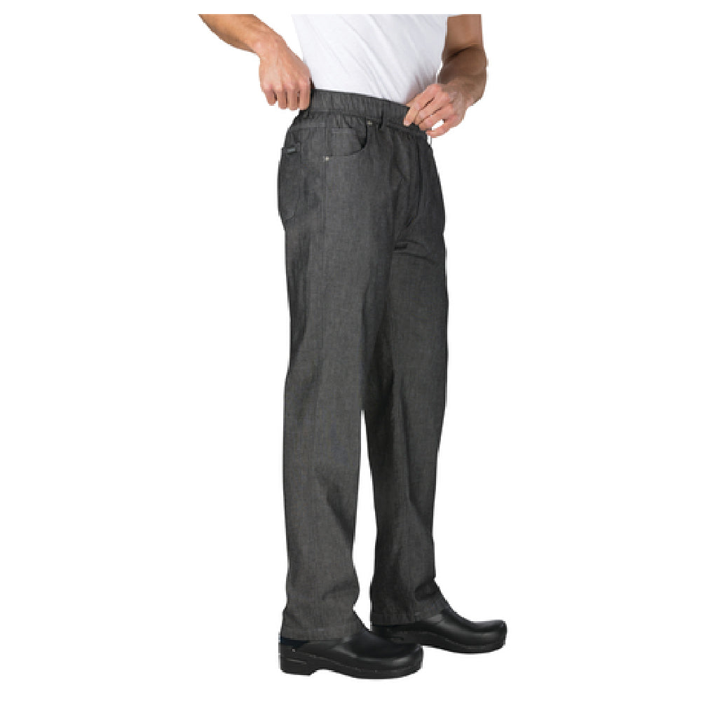 Chef Works PEE01-BLK-XL Gramercy Pants Elastic Waistband With Drawstring Zipper Fly