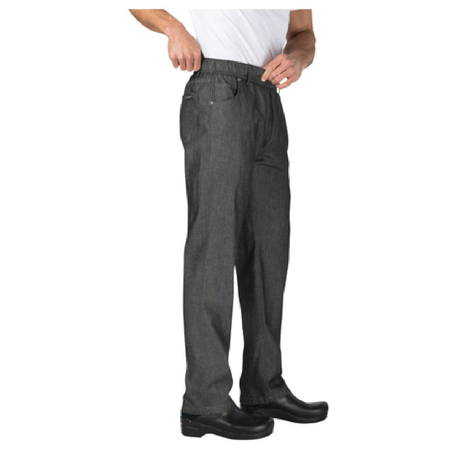 Chef Works PEE01-BLK-2XL Gramercy Pants Elastic Waistband With Drawstring Zipper Fly