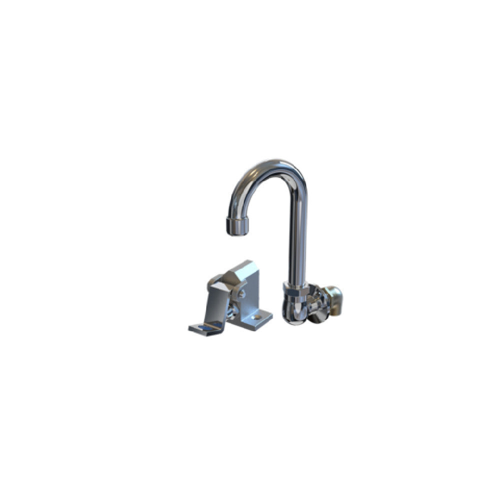 NBR Equipment P5F1-WS3G Single Hole Splash Mount Single Pedal Foot Valve With 3-1/2" Gooseneck Spout