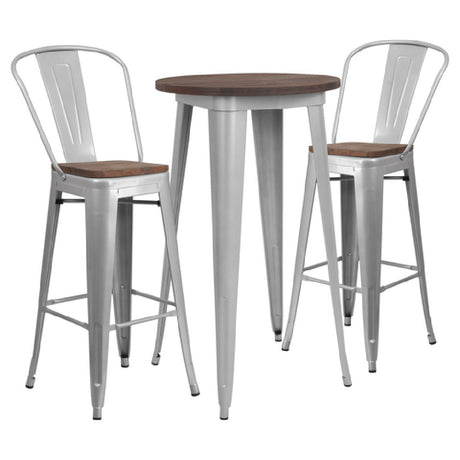 Flash Furniture CH-WD-TBCH-8-GG Table And Chair Set (1) 24" Round Table (2) Stools