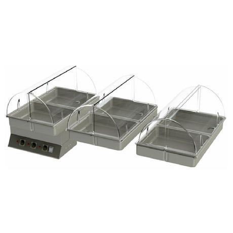 Cadco GG-HT3 3-Bay Heat Package For CBC-GG-B3 Carts Includes: (6) 2-1/2" High Half Size Stainless Steel Steam Pans