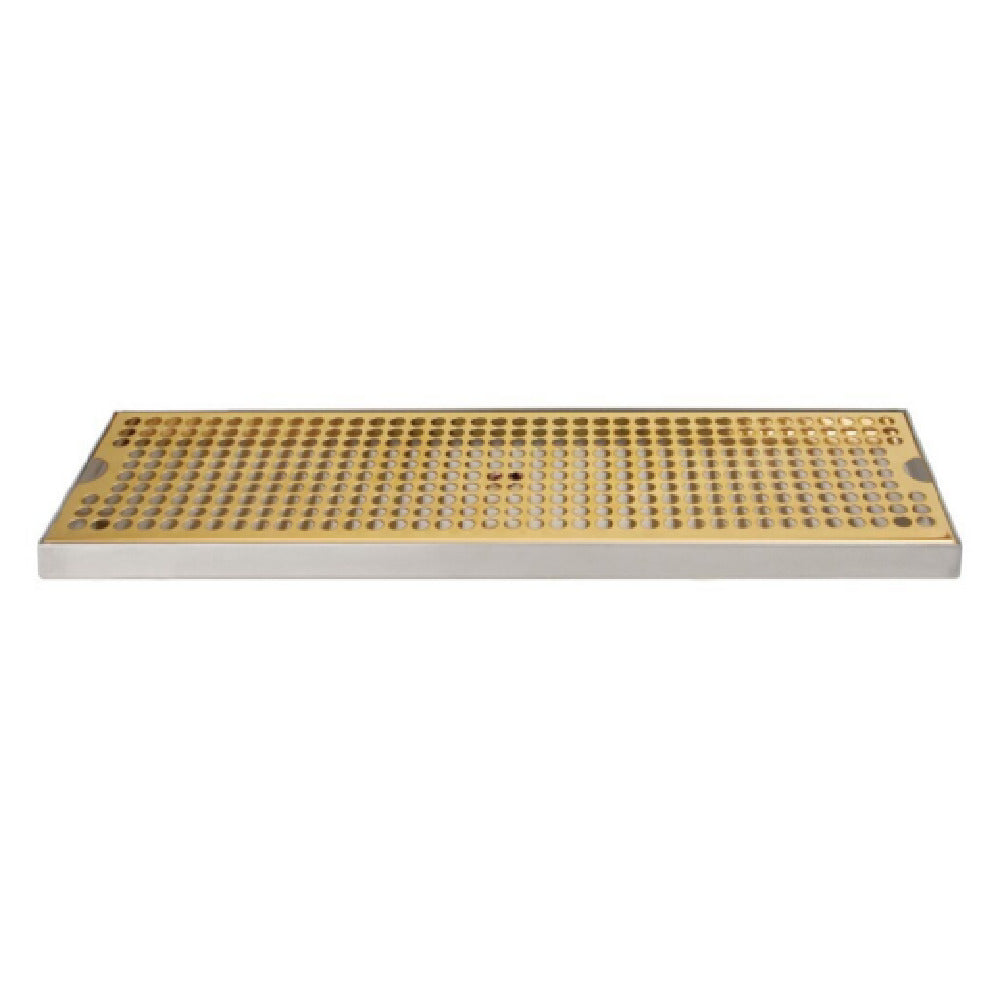 Micro Matic DP-120DSSPVD-16-P Surface Mount Drip Tray 16"W X 5"D X 3/4"H With 3-1/2" Drain Nipple