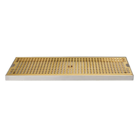 Micro Matic DP-120DSSPVD-16-P Surface Mount Drip Tray 16"W X 5"D X 3/4"H With 3-1/2" Drain Nipple