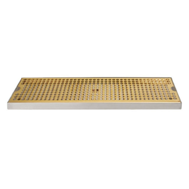 Micro Matic DP-120DSSPVD-16-P Surface Mount Drip Tray 16"W X 5"D X 3/4"H With 3-1/2" Drain Nipple