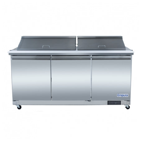 Empura Refrigeration E-KSP72M MegaTop Sandwich/Salad Table Refrigerator Stainless Steel With 3 Solid Doors