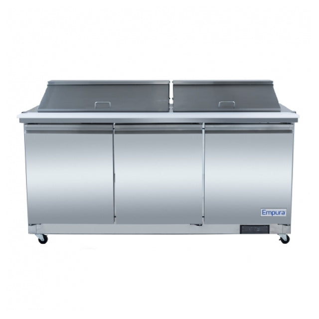 Empura Refrigeration E-KSP72M MegaTop Sandwich/Salad Table Refrigerator Stainless Steel With 3 Solid Doors