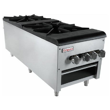 Empura Equipment ESP-2 Empura Natural Gas 18" Gas Stock Pot Range 220000 BTU/hr NG 2 Burners 110000 BTU/hr Each