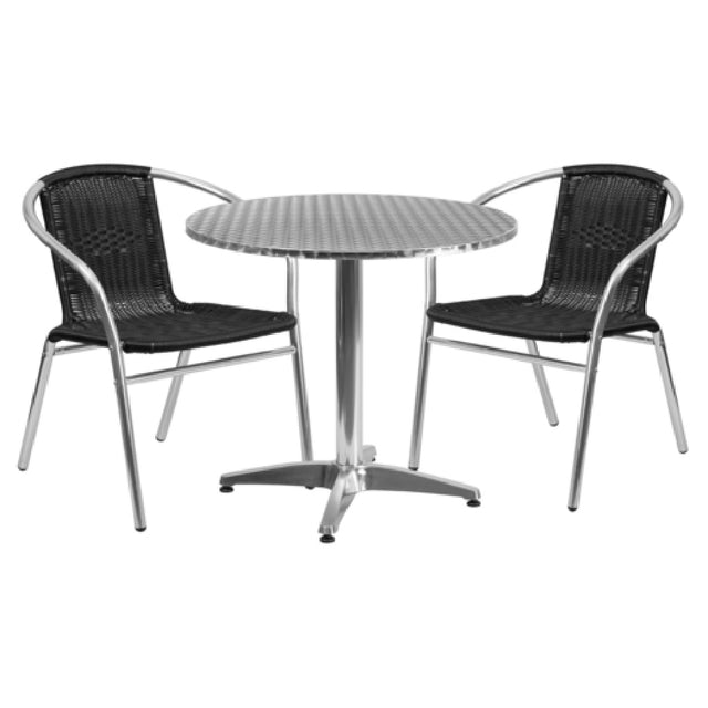 Flash Furniture TLH-ALUM-32RD-020BKCHR2-GG Table & Chair Set Includes (1) 31-1/2" Dia. X 27-1/2"H Table