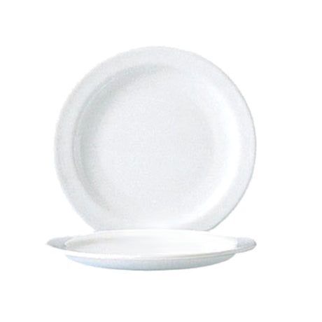 Arc Cardinal 58621 Arcoroc Restaurant White Rim Plate (D:6.0'') Fluorosilicate Opal Glass