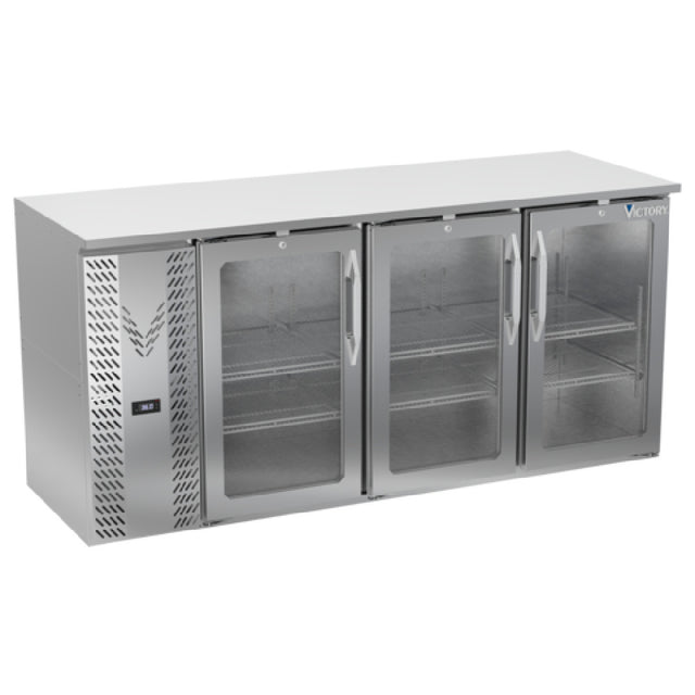 Victory VBBN72HC-G-S - Back Bar Refrigerator, Three-section, 72"W X 25-11/16”D X 34"H
