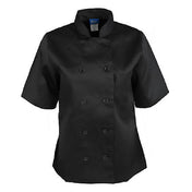 KNG 1875XL Kng Xl Ladies Chef Coat Black Short Sleeve