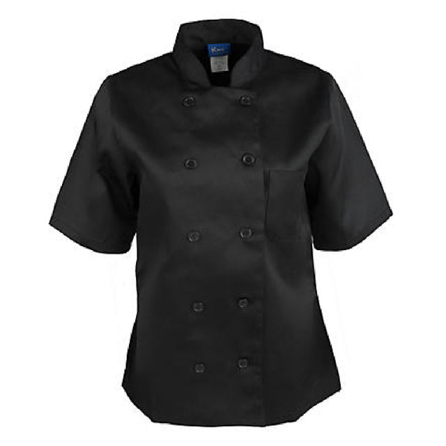 KNG 1875XL Kng Xl Ladies Chef Coat Black Short Sleeve
