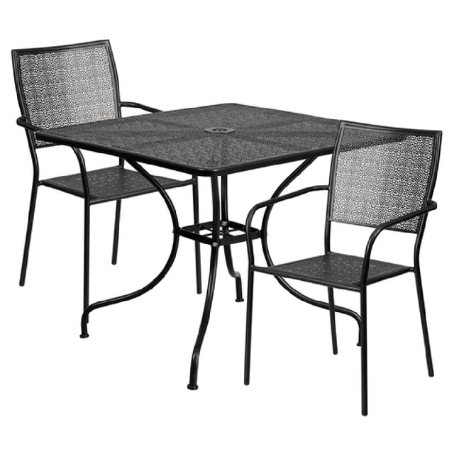 Flash Furniture CO-35SQ-02CHR2-BK-GG Patio Table Set Includes (1) Table: 35-1/2"W X 35-1/2"D X 28-3/4"H