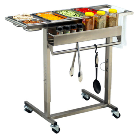 Lakeside 140 Mise En Place Cart 38"W X 21"D Adjustable Height 29" To 35"H