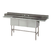 Advance Tabco DTC-3-83R-X Special Value Dishtable With 3-compartment Sink 83”W