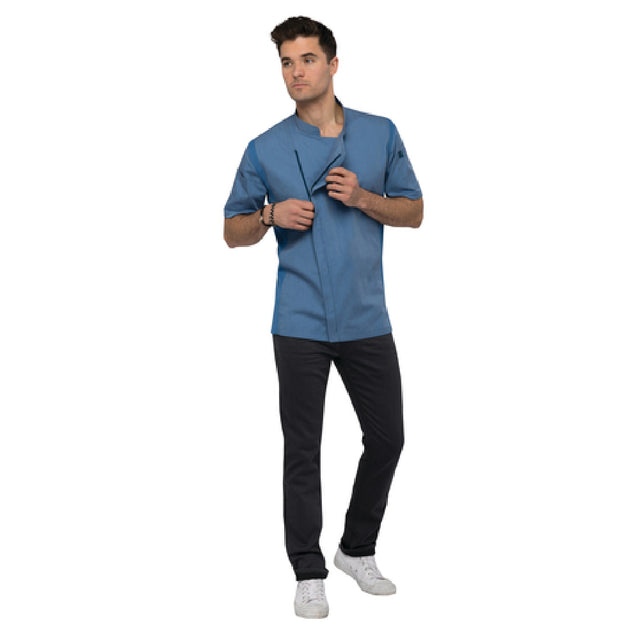 Chef Works BCSZ009SKYS Springfield Chef Coat Single-breasted Short Sleeves