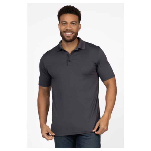 Chef Works Z650-IGY-XL Men's Collared Polo Shirt Double-needle Stitching Straight Hem