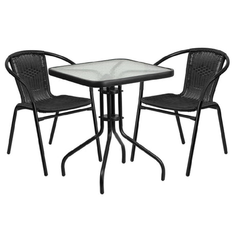 Flash Furniture TLH-0731SQ-037BK2-GG Table & Chair Set Includes (1) 23-1/2"W X 23-1/2"D X 28"H Table