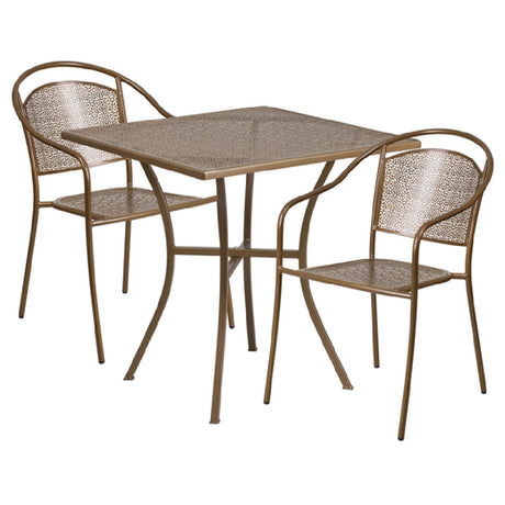 Flash Furniture CO-28SQ-03CHR2-GD-GG Patio Table Set Includes (1) Table: 28"W X 28"D X 28-1/4"H