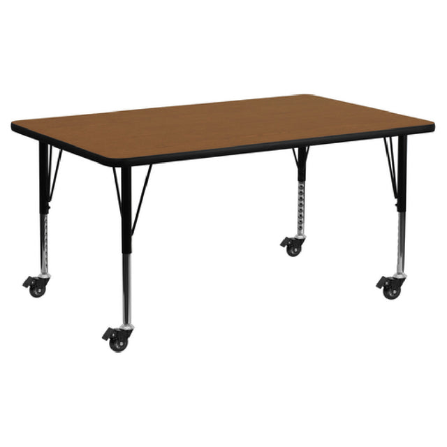 Flash Furniture XU-A2460-REC-OAK-H-P-CAS-GG Activity Table 60"W X 24"D X 17-1/2" To 25-1/2" Adjustable Height