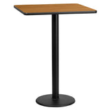 Flash Furniture XU-NATTB-3030-TR18B-GG Table 30"W X 30"D X 43-1/8"H Bar Height