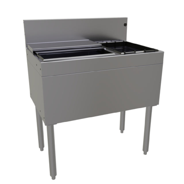 Glastender CBA-30R Underbar Ice Bin/Cocktail Unit With Bottle Well Storage 30"W X 19"D