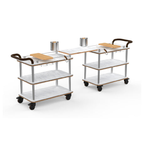 Steelite MGCRNX23CSXX Rollin Happy Hour Cart With Leather Handle White Carrera Stainless Steel