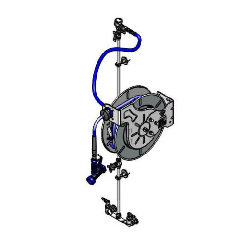 T&S Brass B-7142-U02XS1C Hose Reel Assembly Opened 50' Hose Reel Exposed Piping & Accessories