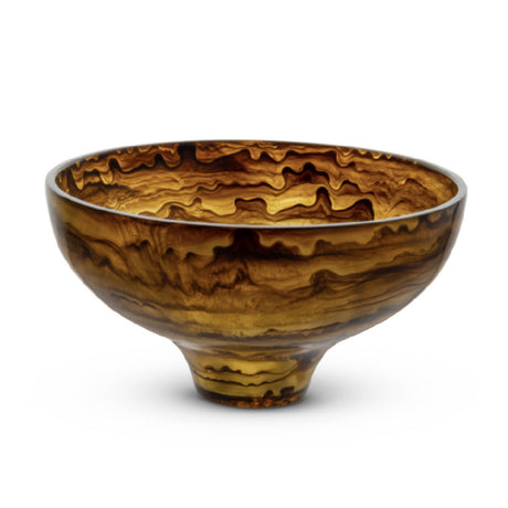 Bon Chef 59027-UMBER Round Resin Bowl 10.25" Dia X 5.5"H Translucent Swirl Polished Finish