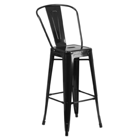 Flash Furniture CH-31320-30GB-BK-GG Bar Stool 500 Lb. Weight Capacity Curved Back With Vertical Slat