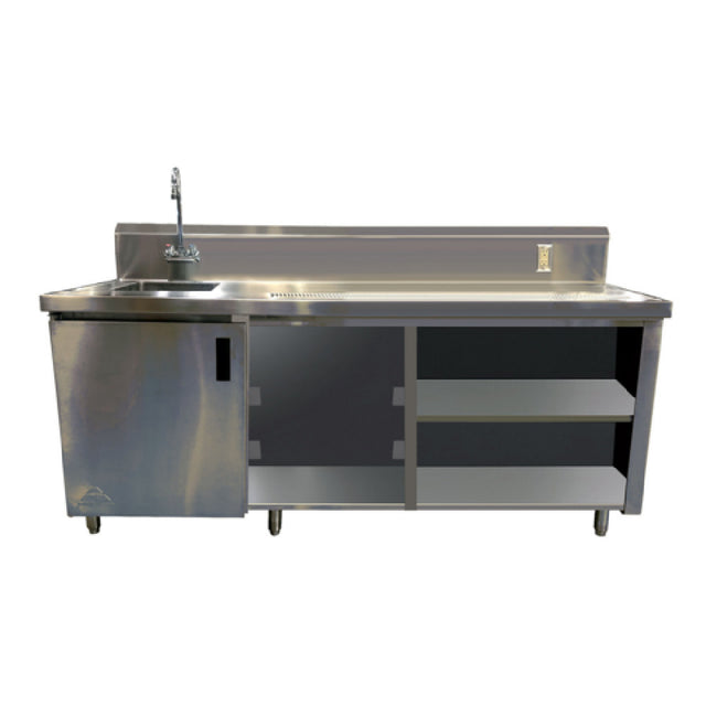 Advance Tabco BEV-30-84L-GR Beverage Table 84" W With 14" X 16" X 12" Deep Sink On Left With Faucet 4"OC