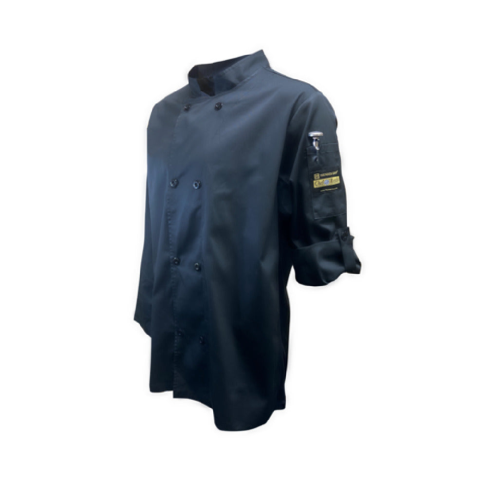 Thunder Group CJ210BKL Chef Regalia French Cuffs Chef Jackets Tapered Ventilated Long Sleeve