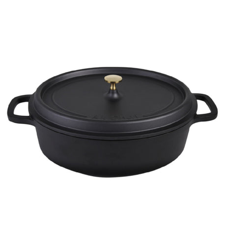 Steelite AP352911G Roaster With Gold Knob 8.0 Qt 18.25" X 12" X 7"