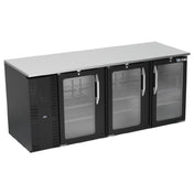 Victory VBB78HC-G-B - Back Bar Refrigerator, Three-section, 78"W X 29-11/16”D X 34"H