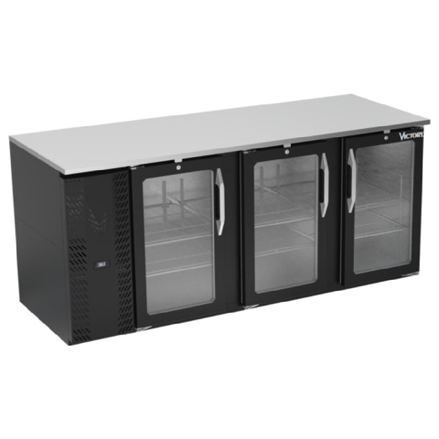 Victory VBB78HC-G-B - Back Bar Refrigerator, Three-section, 78"W X 29-11/16”D X 34"H