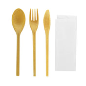 PacknWood 294COUVW4K - Wood Fiber Composite Cutlery 4/1 Kit (Knife + Fork + Spoon + Napkin) - 7.08in (per Case = 250 Each)