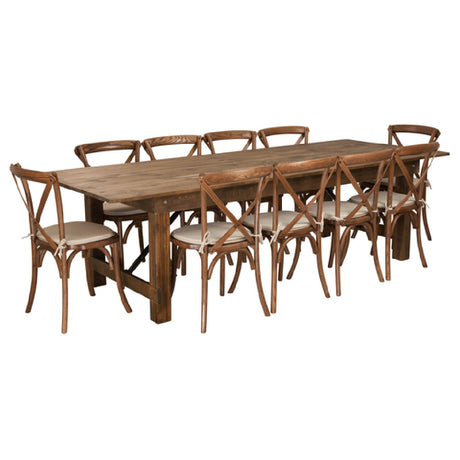 Flash Furniture XA-FARM-15-GG Hercules Series Farm Table Set Antique Rustic Design