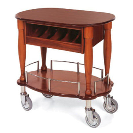 Lakeside 70036 Gueridon Cart-Bordeaux 19-5/8"D X 33"W X 32-5/8"H Oval Shaped Top