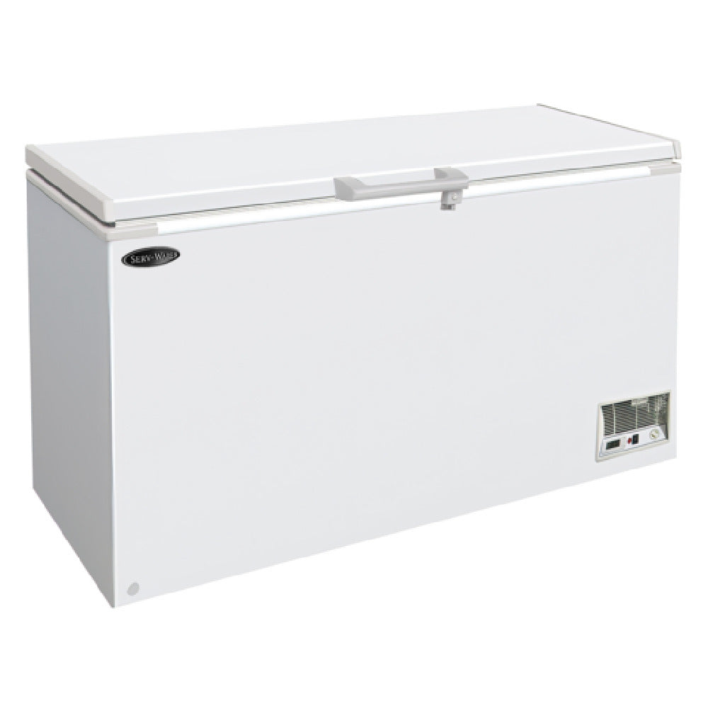 Serv-Ware SWCF-14 - Serv-Ware - Refrigeration - 14.2 Cubic Ft Chest Freezer White - 54.92" W X 28.94" D X 35.77" H - Temperature Display - Door Lid Light - Easy Access Drain Located On Front - Strong And Durable Well Placed Handle - Internal Round Edge Design For Easy Cleaning - Balanced Hinge Door Design To Hold