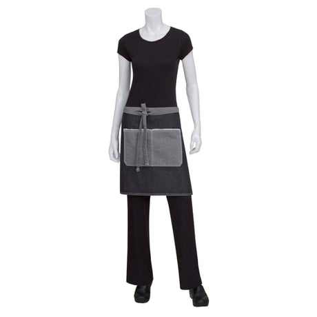 Chef Works AW044-BLK-0 Bronx Bistro Apron 19"L X 28-1/2" Half Length