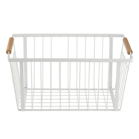 Tablecraft 11786 Storage Basket 13-1/2"W X 9"D X 6-5/8"H Powder Coated Steel With Wooden Handles