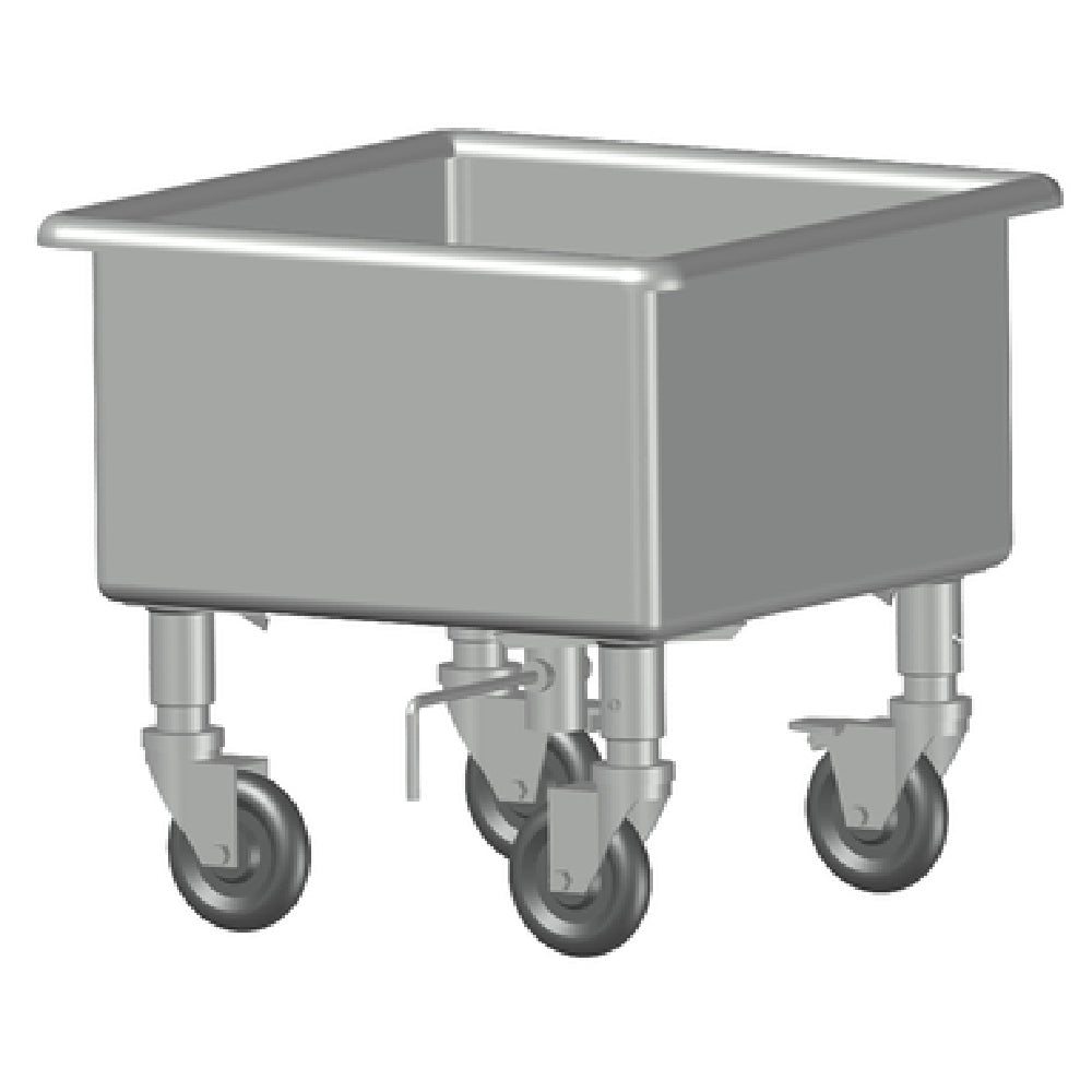 SPG DTO-2020 - Universal Stainless Mobile Soak Sink, 20" X 20" X 12", With Casters And Lever Drain