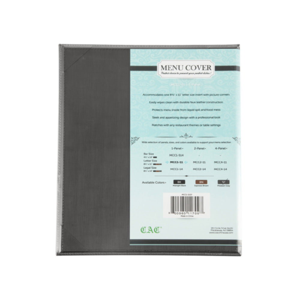 CAC China MCC1-11GY Meun Cover 1-panel 8-1/2" X 11"