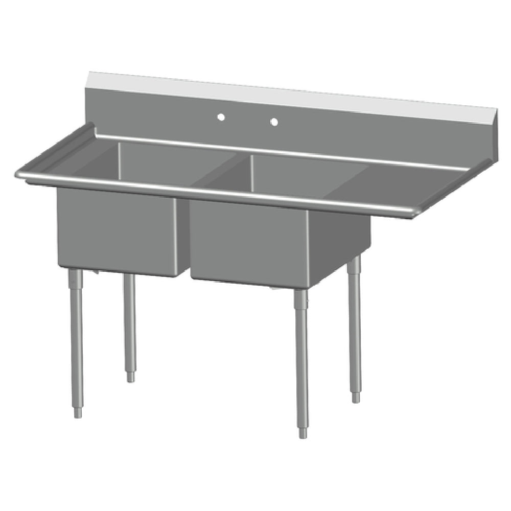 SPG 2N18-RD24 - Universal Stainless Sink, Two Compartment, 24" Right-hand Drainboard