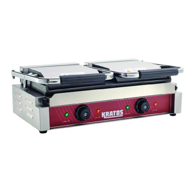 Hubert 37179 - Kratos® Commercial Double Panini Grill, Smooth Plates, 18.7"X9" Plate