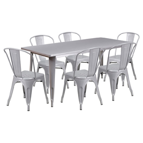 Flash Furniture ET-CT005-6-30-SIL-GG Table And Chair Set Includes (1) 63"W X 31-1/2"D X 29-1/2"H Table