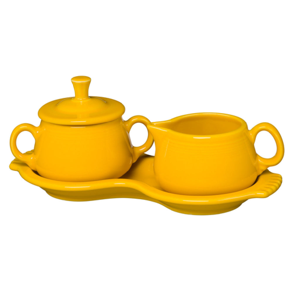 Steelite HL821342 Sugar & Cream Tray Set Includes: (1) 7-3/4 Oz. Sugar Bowl With Lid & Handles