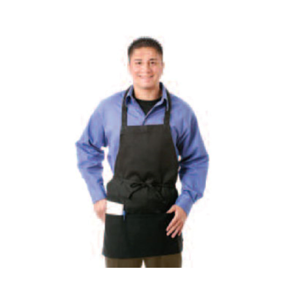 John Ritzenthaler Company 602PS-BK Chef Revival® Bib Apron 27" X 24" 3 Lower Pockets